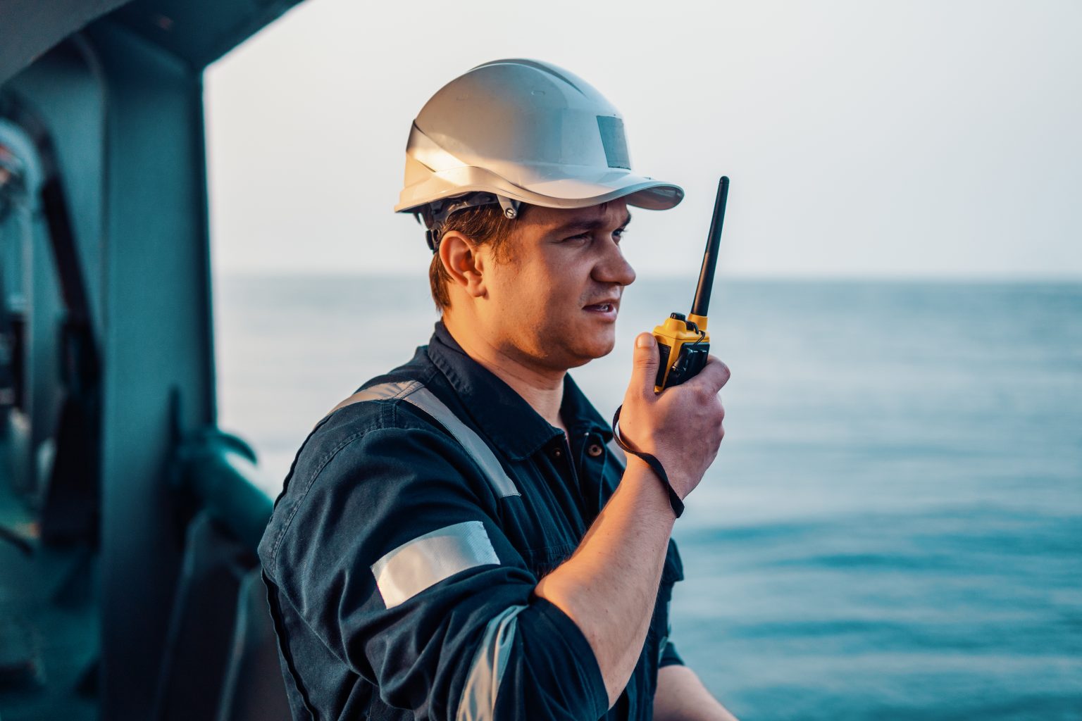 Marine Deck Officer or Chief mate on deck of offshore vessel or ship ...